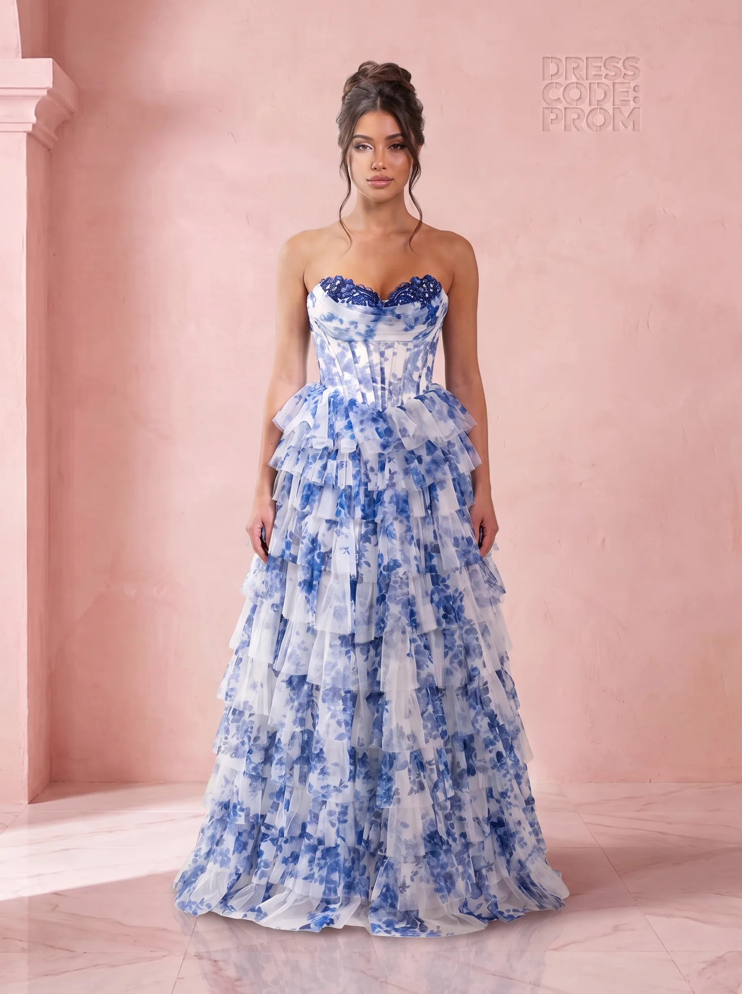 The Delft Gown - Blue Print by Dress Code Prom
