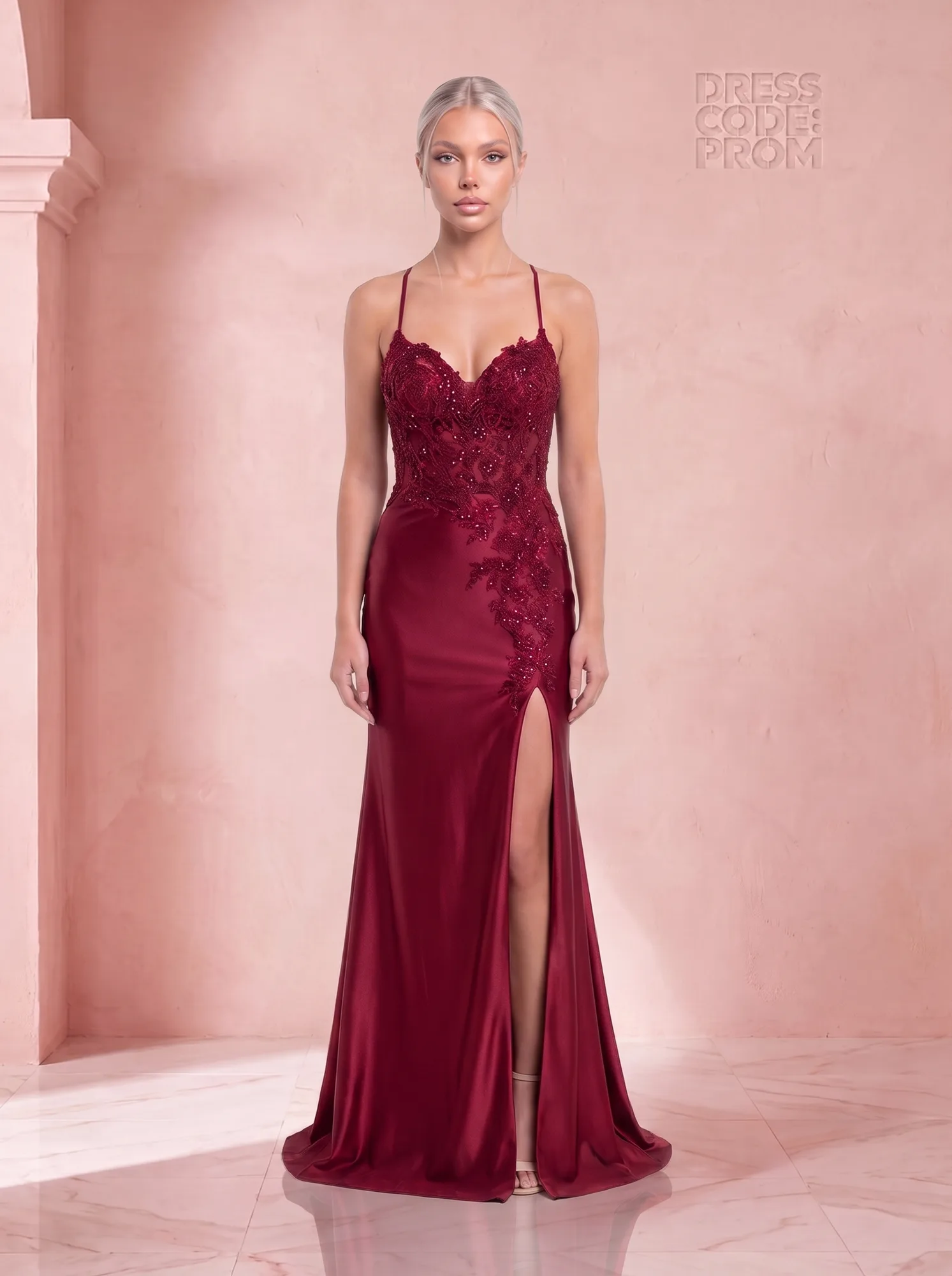 The Renata Gown - Burgundy by Dress Code Prom