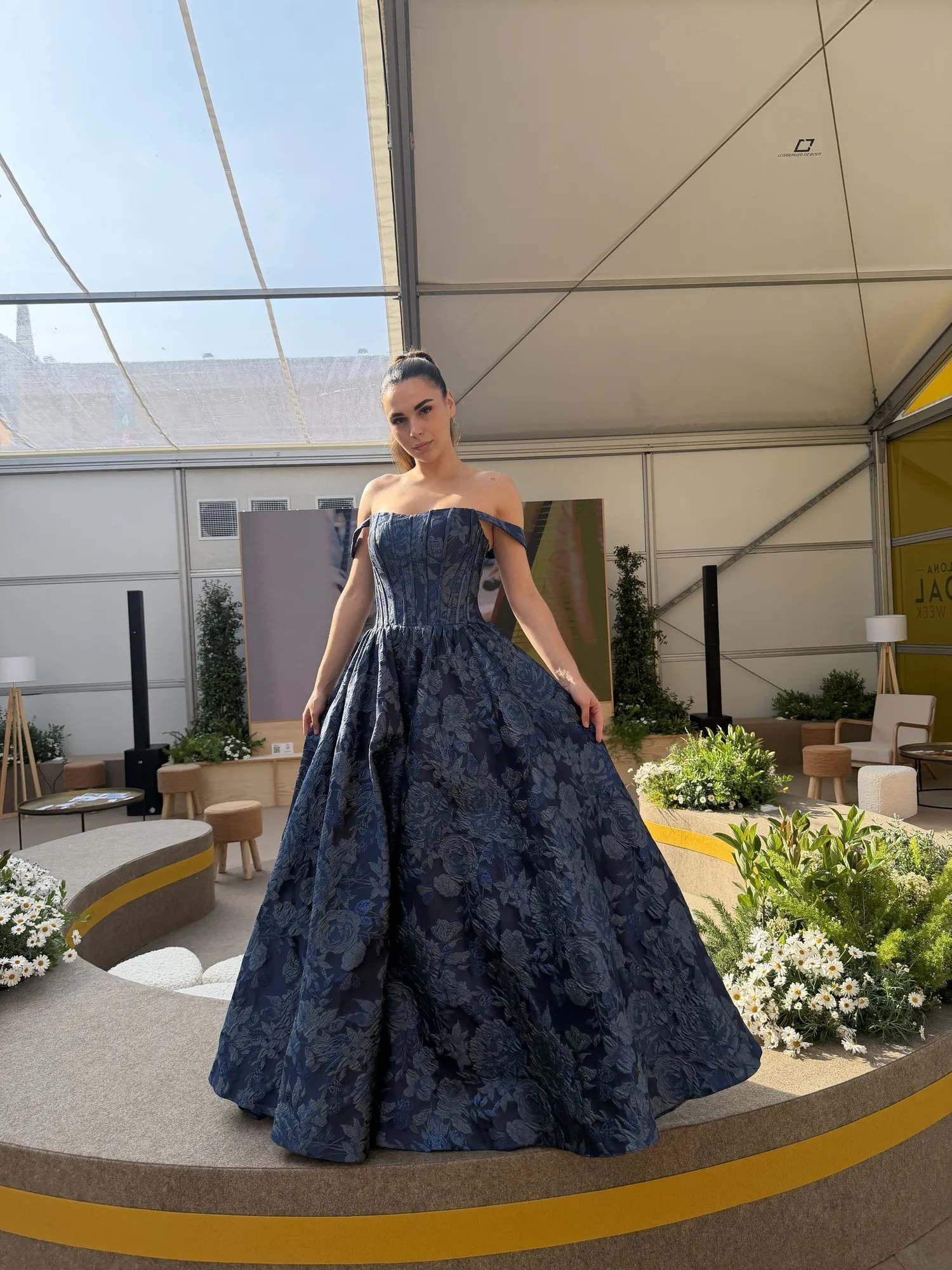 The Flavia Gown - Navy Print by Dress Code Prom